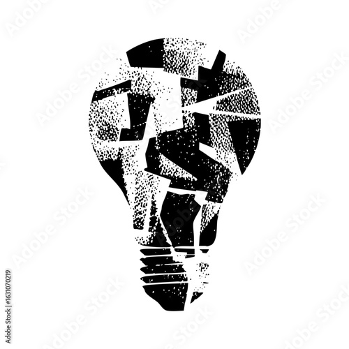 Vector Abstract shattered lightbulb conveys innovative ideas.