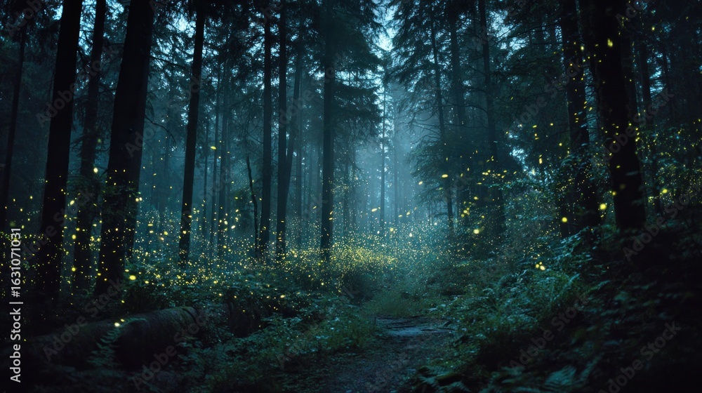 Fototapeta premium Enchanted Firefly Forest Path