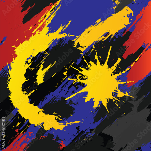 Watercolor background vector graphic illustration of Malaysia flag