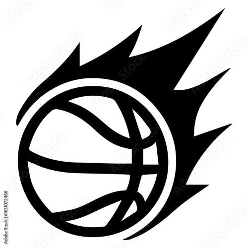 Basketball tournament logo icon with transparent background in black and white style
