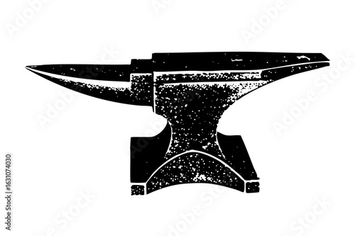Vector Black silhouette of a traditional blacksmith anvil.
