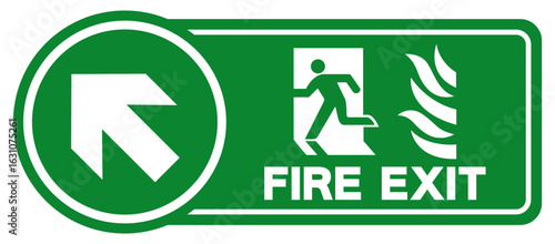 Fire Exit Arrow Left UP Symbol Sign, Vector Illustration, Isolate On White Background Label. EPS10