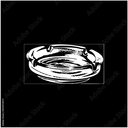 Vector Detailed of a vintage ashtray with cigarette butts.