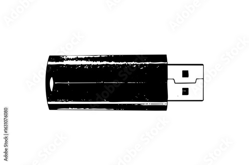 Vector Black vector of a USB flash drive.