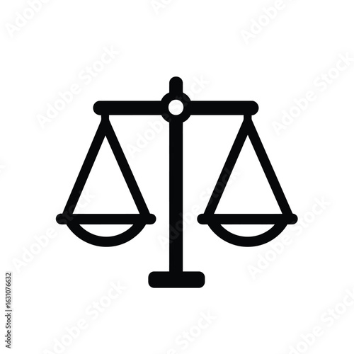 Justice Scale Symbol Icon Black Shape on White Background, legal, balance, icon