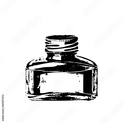 Vector Vintage inkwell with detailed cap