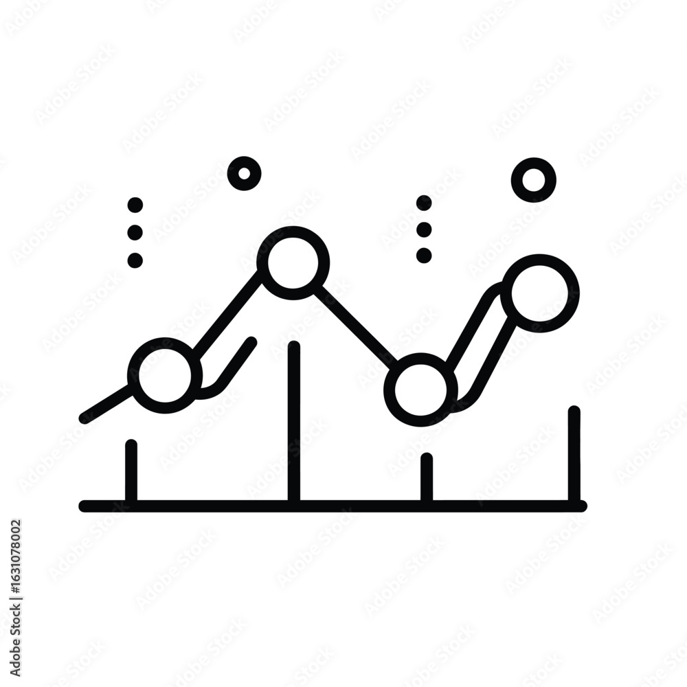 Line Graph with Circular Nodes Representing Data Points, Trend Analysis, and Upward Movement Line Graph with Circular Nodes Representing Data Points, Trend Analysis, and Upward Movement