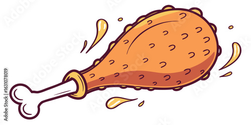 Delicious fried chicken leg vector illustration crispy chicken drumstick fast food meal tasty chicken dinner 100 on transparent background
