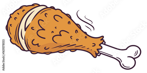 Delicious fried chicken leg vector illustration crispy chicken drumstick fast food meal restaurant takeout 100 on transparent background