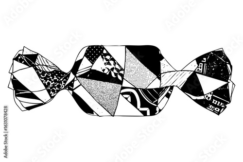 Vector Abstract wrapped confection with geometric .