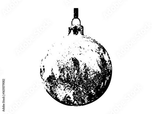 Vector Distressed spherical ornament with hanging loop.