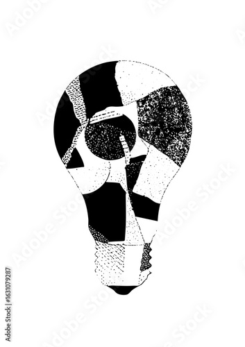 Vector Skull shaped lightbulb embodies mortality and inspiration.
