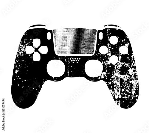 Vector Distressed gamepad controller with circular buttons.