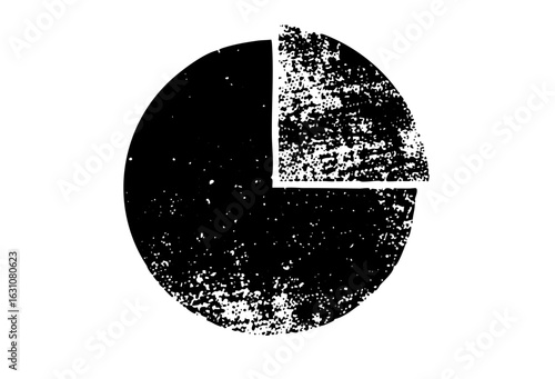 Vector Distressed pie chart illustrates data segmentation.