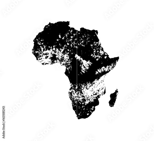 Vector Detailed black continent with textured fill.