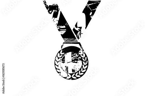 Vector Vector of a triumphant athlete with a laurel wreath medal.