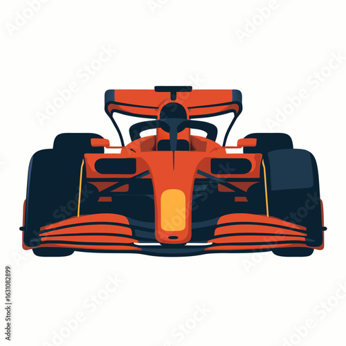 Vibrant orange f1 racing car vector illustration speeding on track with sleek design elements