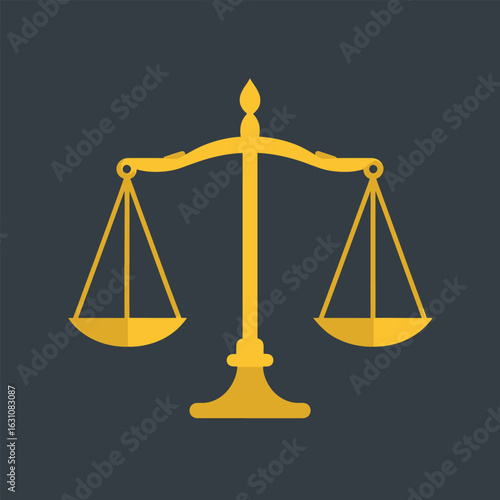 Striking Golden Balance Scale Illustration Representing Justice and Fairness, Symbolizing Legal Principles and Ethical Decision-Making in a Modern Context.