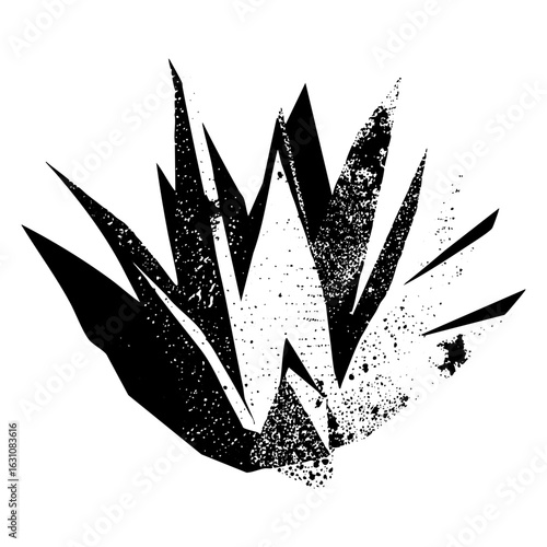 Vector Abstract agave plant with textured edges.