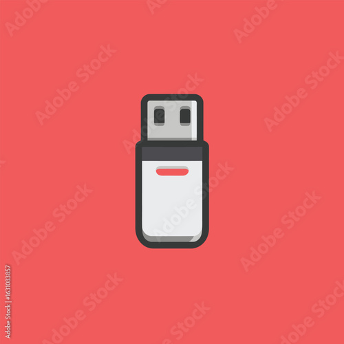 Compact Digital Storage Device for Data Transfer and Backup Solutions Modern Minimalist Illustration of a Portable Memory Stick on a Vibrant Background.