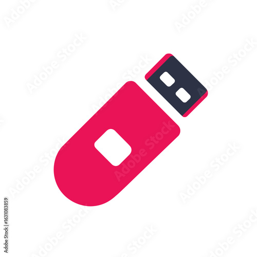 Modern Pink USB Flash Drive Icon Symbolizing Digital Storage and Data Transfer