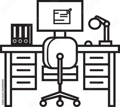 office linear icon black vector illustration