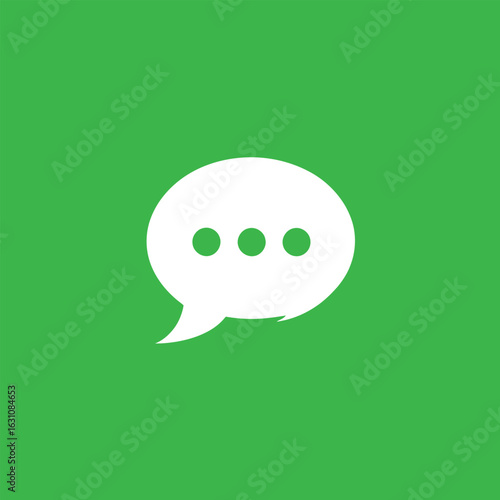 Green Background Featuring Communication Speech Bubble with Ellipsis, Conveying Conversation and Message, Ideal for Digital Interaction Design