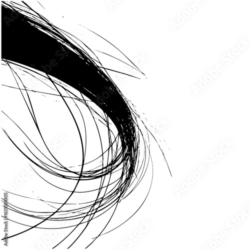 Vector Dynamic black lines create an abstract swirling motion.