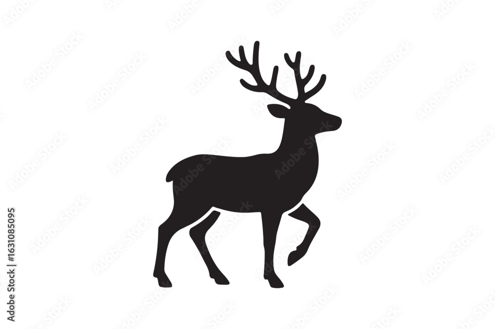 Obraz premium Reindeer icon silhouette vector with white background
