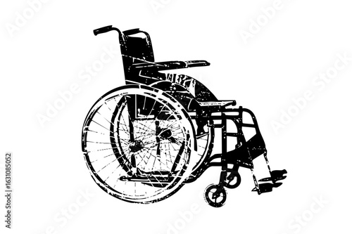 Vector Black vector of a manual wheelchair with large wheels.