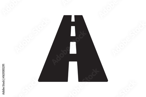 RoadHighway icon silhouette vector with white background