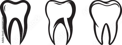 a tooth logo, simple, white background icon black vector illustration