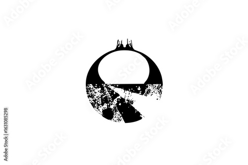 Vector Abstract portrait of a bearded man within a circular frame.