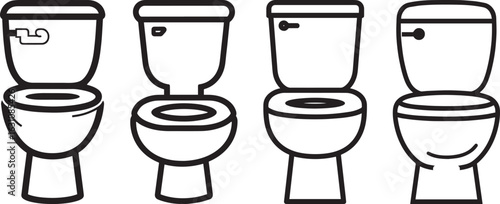 Create a white toilet vector icon with black outline. White background. icon black vector illustration