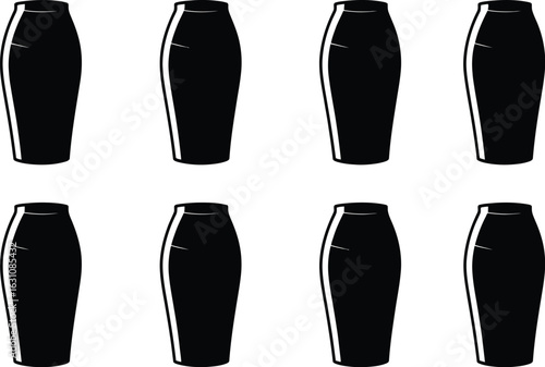 Eight identical black coffin shapes arranged in two rows on a white background