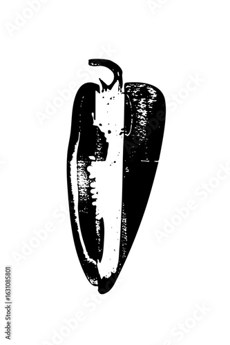 Vector Bold of a halved pepper vegetable.