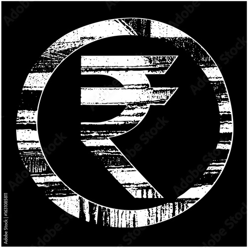 Vector Circular emblem featuring a stylized monetary symbol .