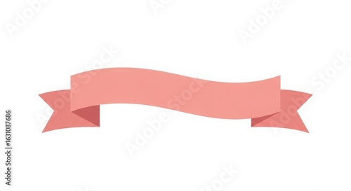 Simple flat design coral ribbon banner for text and decoration