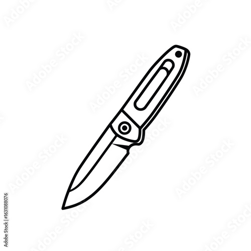 Outline Pocket Knife, Open Folding Blade, Stainless Steel, Equipment on White