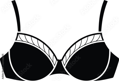Stylish black bra with delicate lace trim and adjustable straps