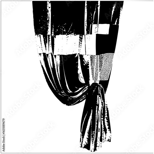 Vector Elegant drapery with a tied swag and cascading folds.