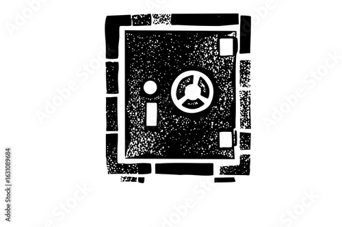 Vector Secure vault door with control wheel and keyhole.