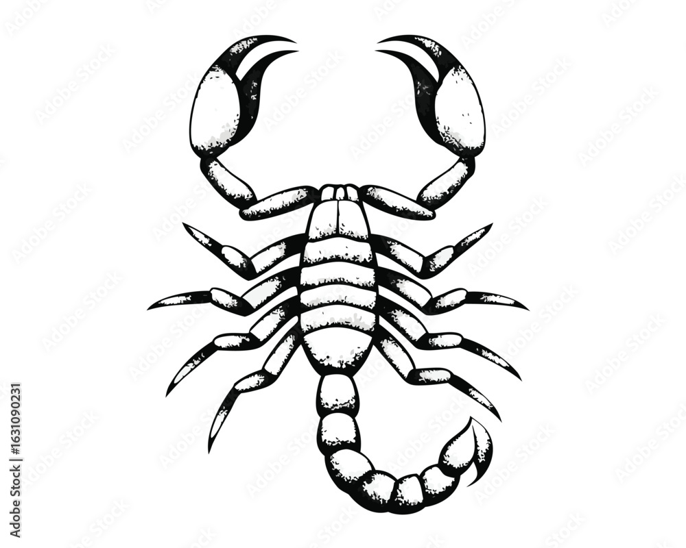 Obraz premium scorpion tattoo ,wildlife, illustration, tail, sign, nature, venom, symbol,