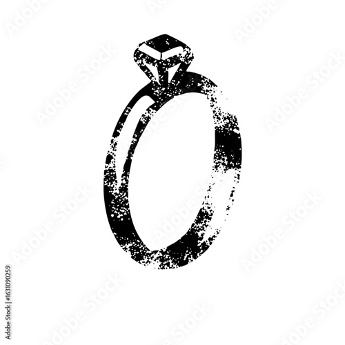 Vector Elegant diamond ring with a distressed texture.