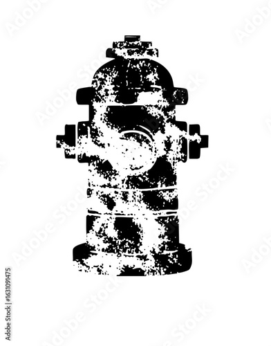 Vector Monochrome fire hydrant with distressed texture.