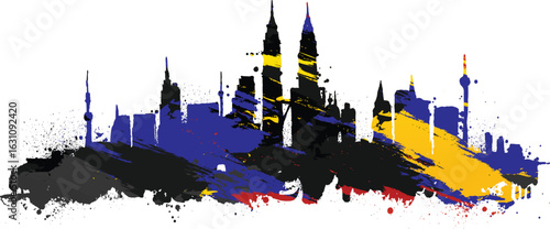 watercolor vector graphic illustration of Malaysia flag
