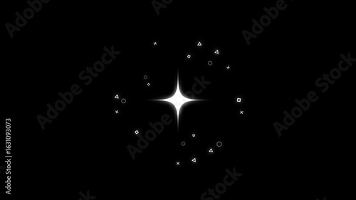 Twinkling stars and glowing sparkles, cartoon vector doodle animation in 4K with alpha background. White light particles blink on green screen with sparkle effect