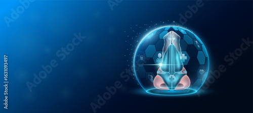 Wallpaper Mural Nose human organ inside dome shield protection futuristic and medical icon transparent. Technology innovation health care. Medical science ads website banner with empty space for text. Vector. Torontodigital.ca