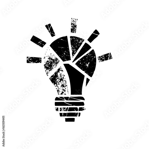 Vector Fragmented lightbulb represents broken ideas and innovation.