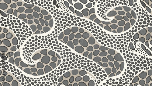 Abstract organic pattern with flowing shapes and dot textures background